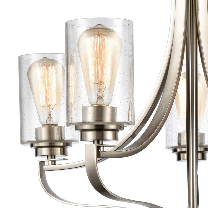 Five Light Chandelier from the Market Square collection in Brushed Nickel finish