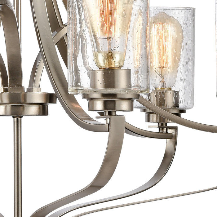 Nine Light Chandelier from the Market Square collection in Brushed Nickel finish