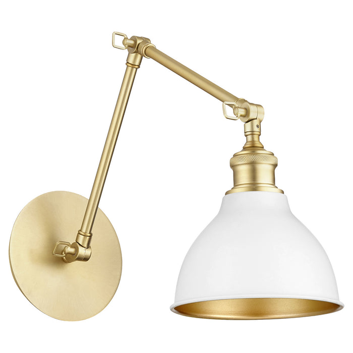 Quorum - 5392-0880 - One Light Wall Mount - Aged Brass w/ Studio White