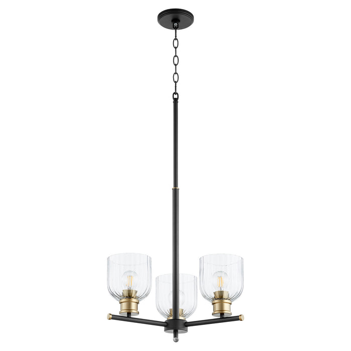 Quorum - 610-3-6980 - Three Light Chandelier - Monarch - Noir w/ Aged Brass