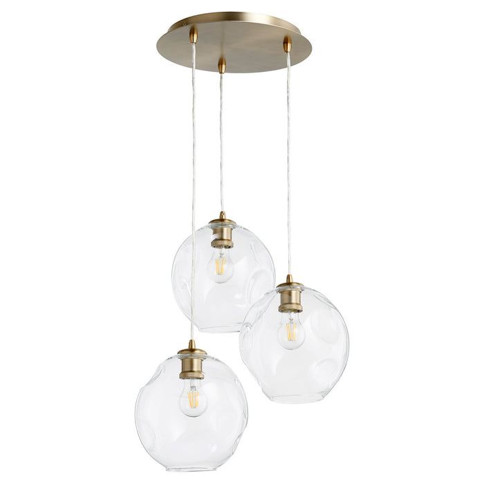 Quorum - 63-80 - Three Light Pendant - Numen - Aged Brass