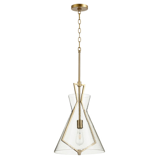Quorum - 8426-80 - One Light Pendant - Aged Brass w/ Textured Glass