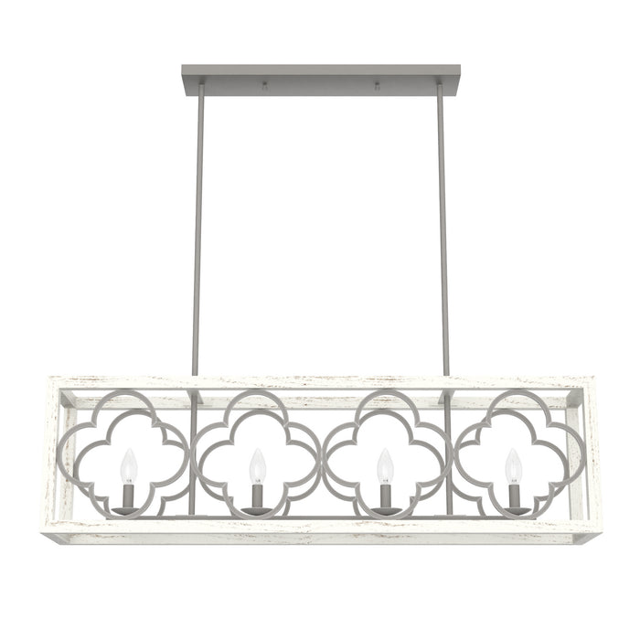 Hunter - 19098 - Four Light Linear Chandelier - Gablecrest - Painted Concrete