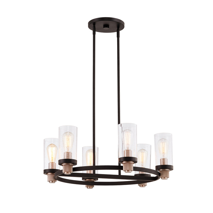 Justice Designs - FSN-4363-SEED-MBBR - Six Light Chandelier - Fusion™ - Matte Black w/ Brass