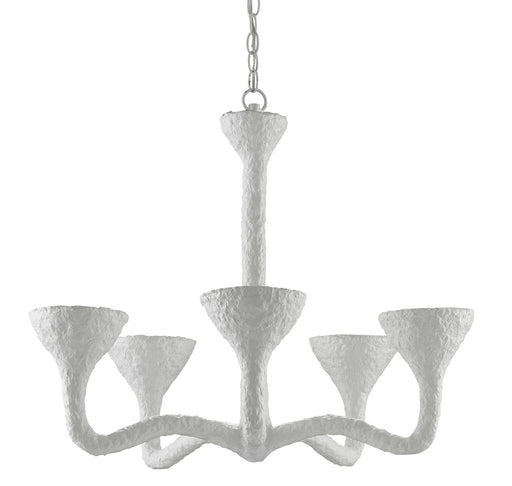 Currey and Company - 9000-0823 - Five Light Chandelier - White Paper Mache/Painted Gesso White