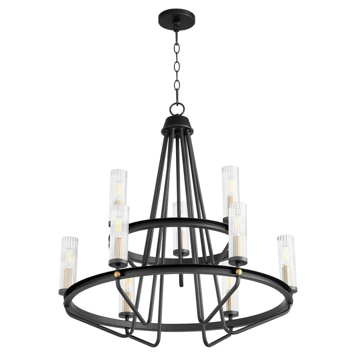 Quorum - 629-96980 - Nine Light Chandelier - Empire - Noir w/ Aged Brass