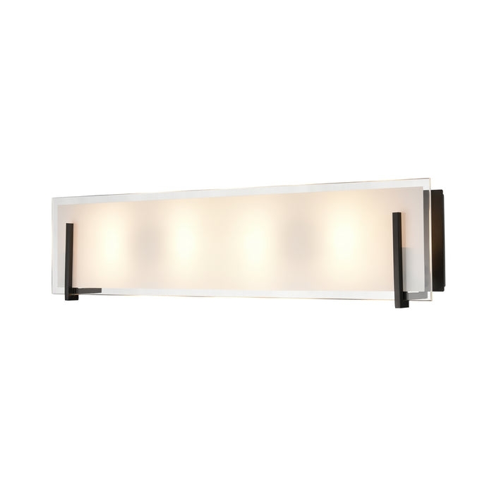 DVI Lighting - DVP14843EB-SSOP - Four Light Vanity - Geneva - Ebony w/ Silk Screened Opal Glass