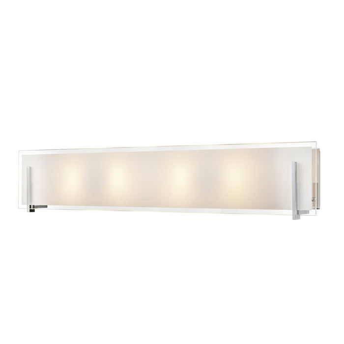 DVI Lighting - DVP14844CH-SSOP - Four Light Vanity - Geneva - Chrome w/ Silk Screened Opal Glass