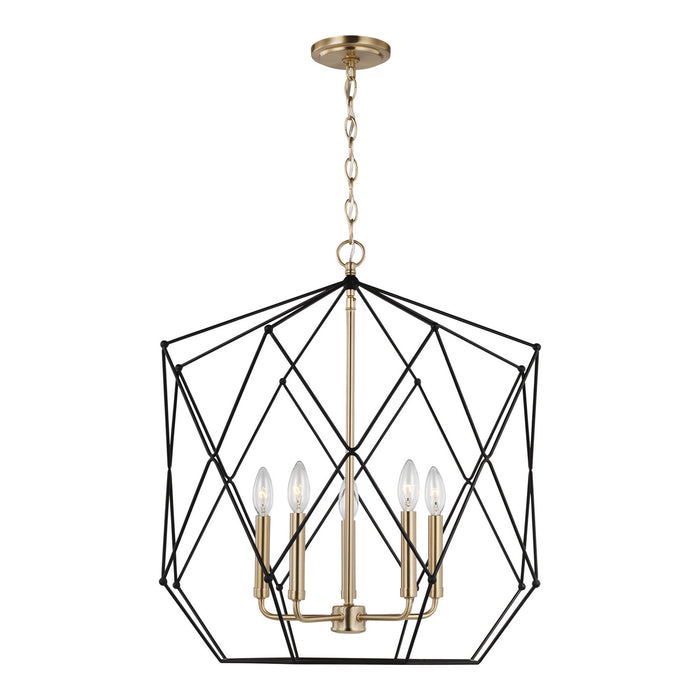 Generation Lighting - 5334105-848 - Five Light Lantern - Zarra - Satin Brass