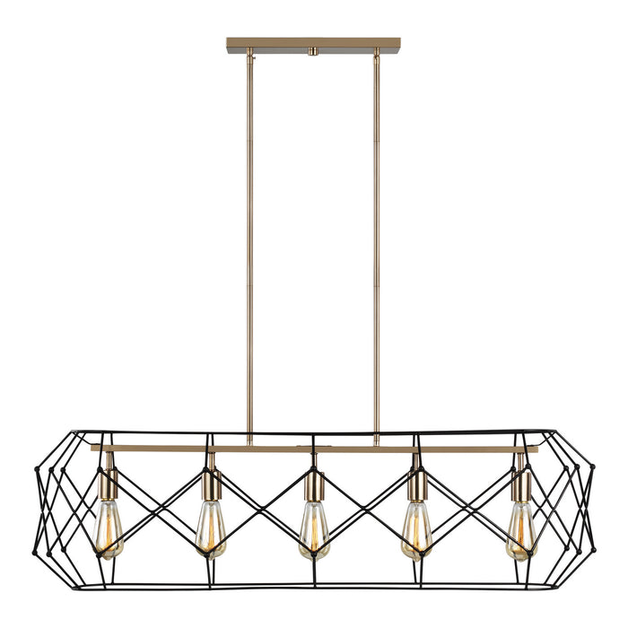 Generation Lighting - 6634105-848 - Five Light Linear Chandelier - Zarra - Satin Brass