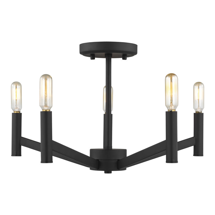 Generation Lighting - 7724305-112 - Five Light Semi-Flush Mount - Vector - Midnight Black and Satin Bronze