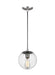 Generation Lighting - 6501801EN7-04 - One Light Pendant - Leo - Hanging Globe - Satin Aluminum