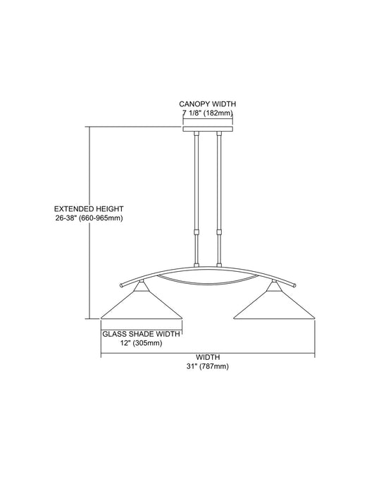 Two Light Island Pendant from the Elysburg collection in Satin Nickel finish