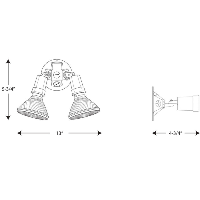 Two Light Flood Light from the Par Lampholder collection in White finish