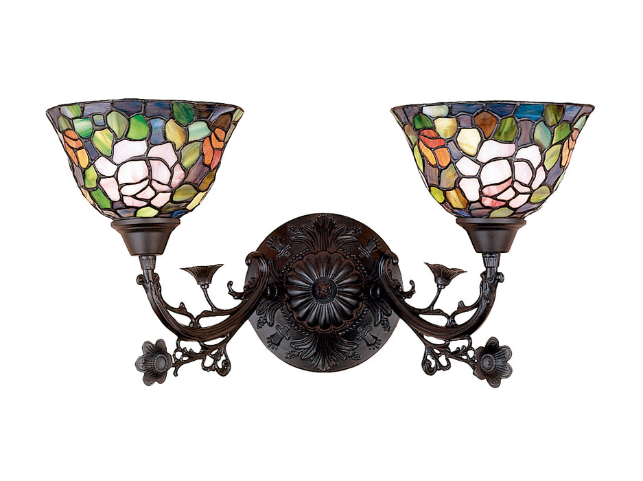 Meyda Tiffany - 27392 - Two Light Wall Sconce - Tiffany Rosebush - Craftsman Brown