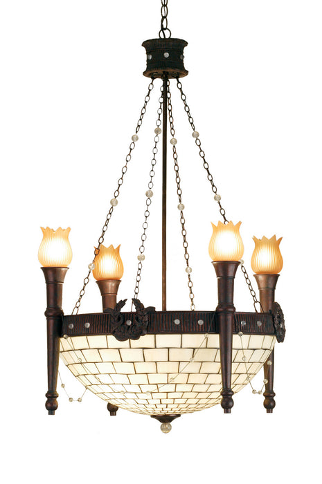 Meyda Tiffany - 52060 - Chandelier - Torch & Wreath - Craftsman Brown