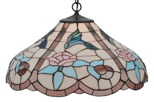 Meyda Tiffany - 26635 - One Light Pendant - Hummingbird - Lt Peach Pink Purple/Blue Seafoam