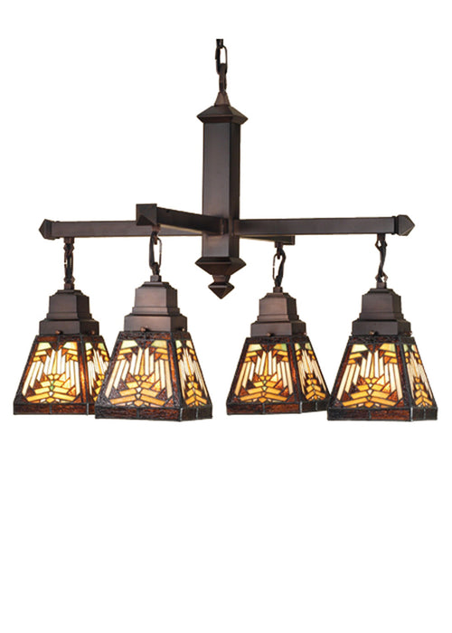 Meyda Tiffany - 66523 - Four Light Chandelier - Nuevo - Craftsman Brown