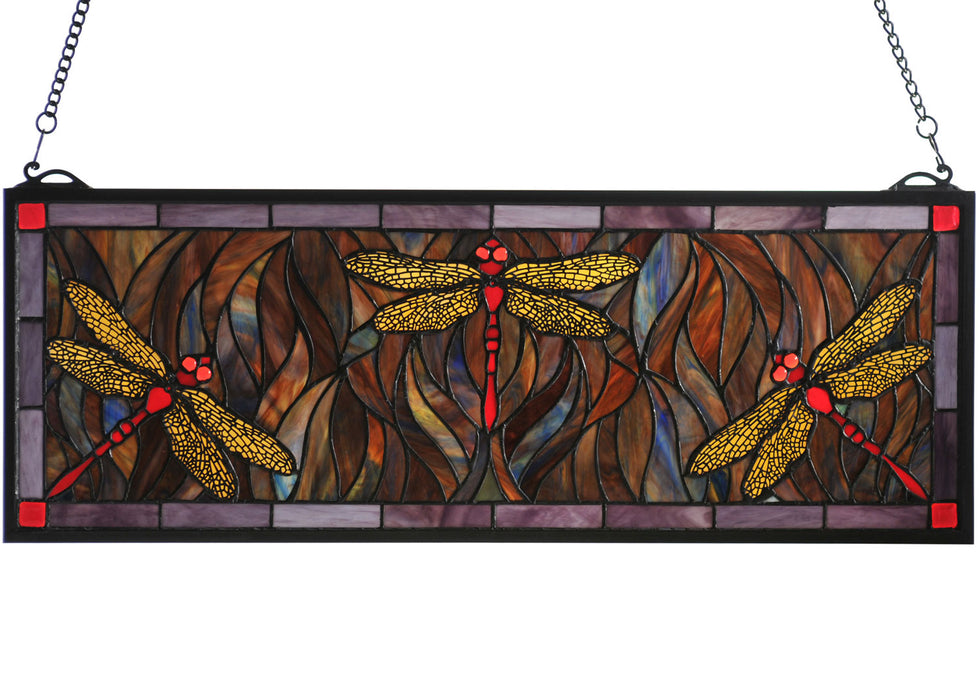 Meyda Tiffany - 48091 - Window - Tiffany Dragonfly - Pbag Flame Orange Purple/Blue