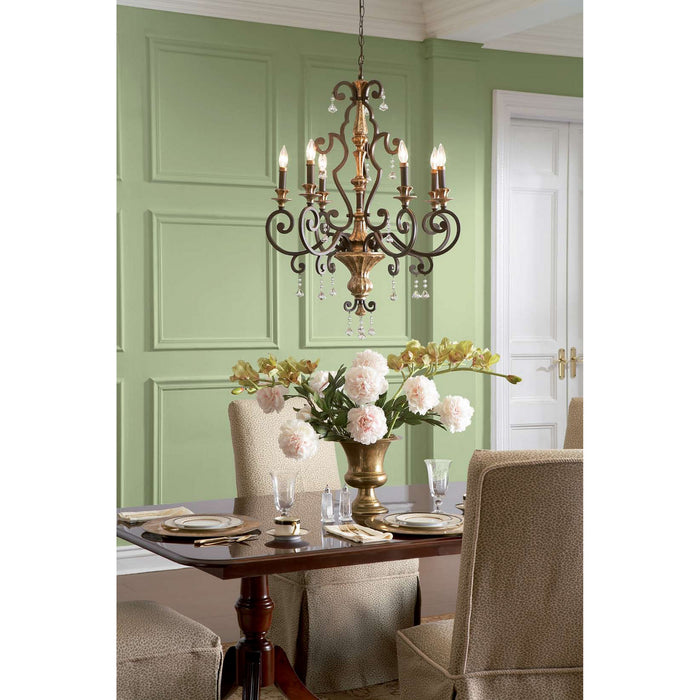 Three Light Chandelier from the Marquette collection in Heirloom finish