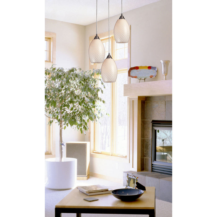 Three Light Pendant from the Mulinello collection in Satin Nickel finish
