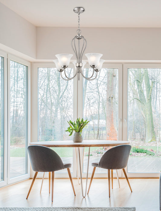 Five Light Chandelier from the Main Street collection in Satin Nickel finish