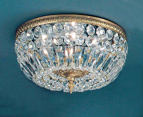 Classic Lighting - 52314 RB I - Three Light Flush/Semi-Flush Mount - Crystal Baskets - Roman Bronze