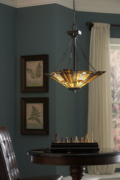 Three Light Pendant from the Inglenook collection in Valiant Bronze finish