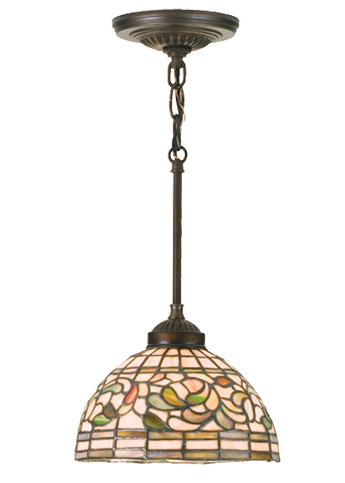 Meyda Tiffany - 16211 - One Light Mini Pendant - Tiffany Turning Leaf - Mahogany Bronze