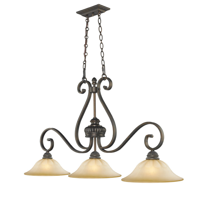 Three Light Linear Pendant from the Mayfair collection in Leather Crackle finish