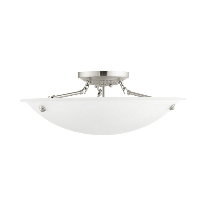 Three Light Ceiling Mount from the Oasis collection in Brushed Nickel finish