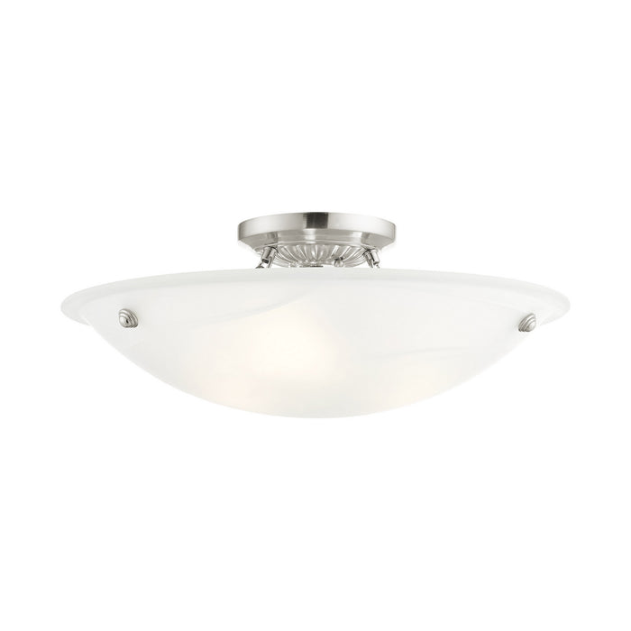 Three Light Ceiling Mount from the Oasis collection in Brushed Nickel finish