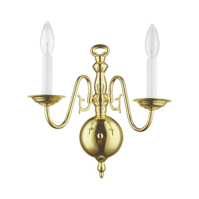Two Light Wall Sconce from the Williamsburgh collection in Polished Brass finish