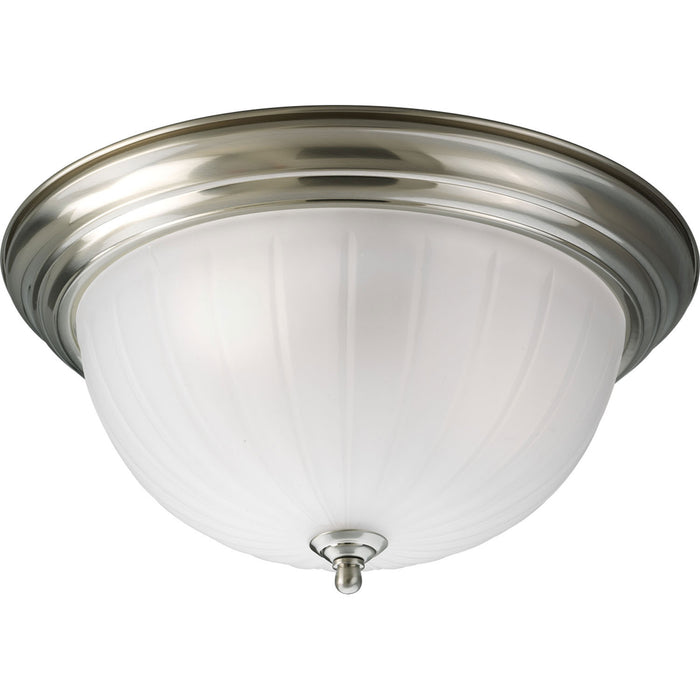 Progress Lighting - P3818-09 - Three Light Close-to-Ceiling - Melon Glass - Brushed Nickel