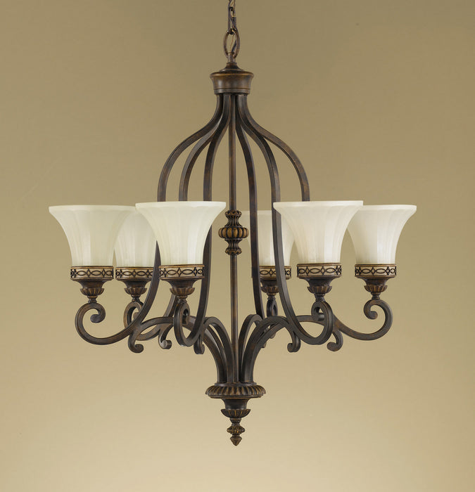Six Light Chandelier from the Drawing Room collection in Walnut finish