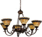 Meyda Tiffany - 16099 - Six Light Chandelier - Tiffany Jeweled Peacock - Mahogany Bronze