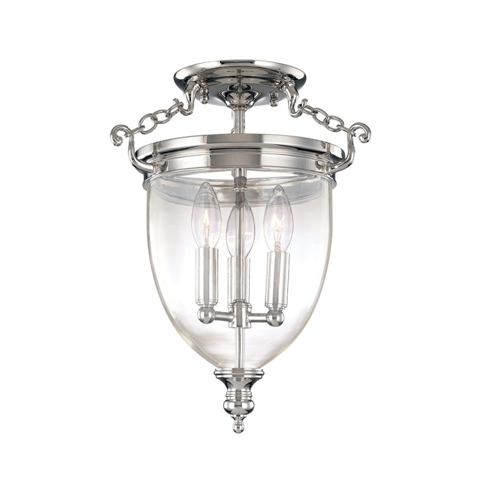 Hudson Valley - 140-PN - Three Light Semi Flush Mount - Hanover - Polished Nickel