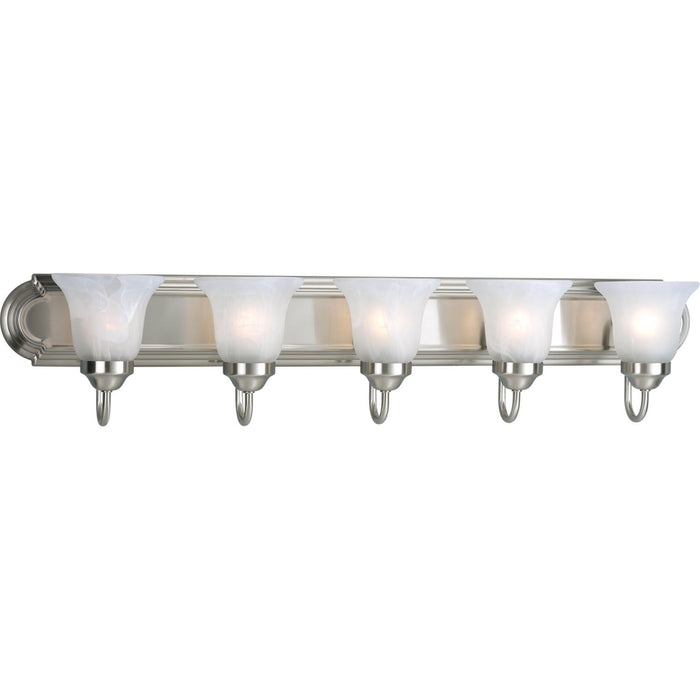 Progress Lighting - P3055-09 - Five Light Bath - Alabaster Glass - Brushed Nickel