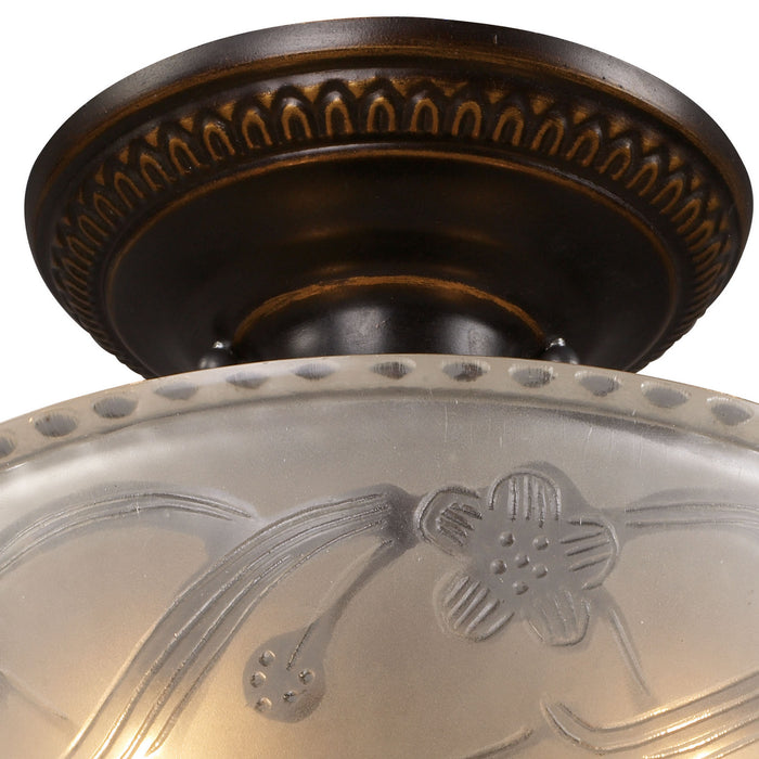 Three Light Semi Flush Mount from the Restoration collection in Golden Bronze finish