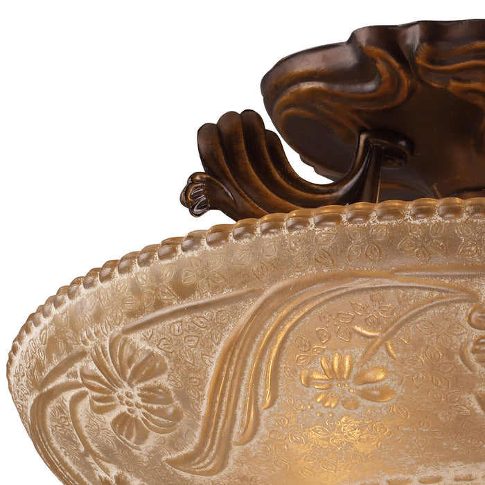 Three Light Semi Flush Mount from the Restoration collection in Golden Bronze finish
