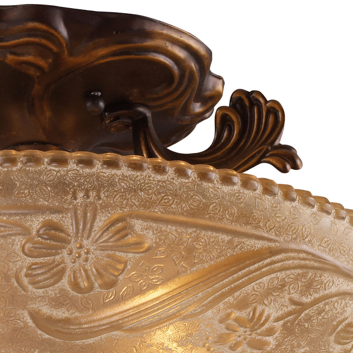 Three Light Semi Flush Mount from the Restoration collection in Golden Bronze finish