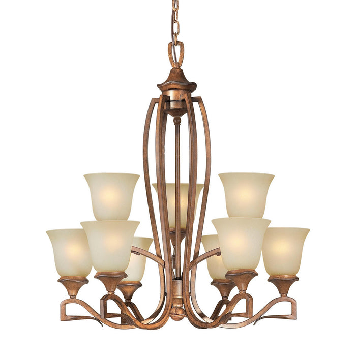 Forte - 2283-09-41 - Nine Light Chandelier - Family Number 373 - Rustic Sienna