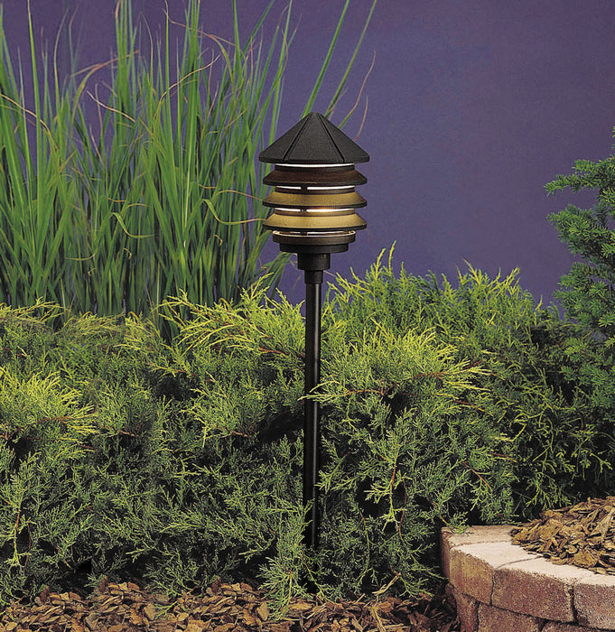 Kichler - 15205BKT - One Light Path & Spread - Six Groove - Textured Black