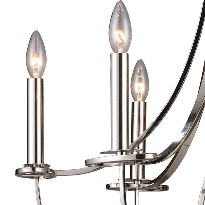 Six Light Chandelier from the Dione collection in Polished Nickel finish