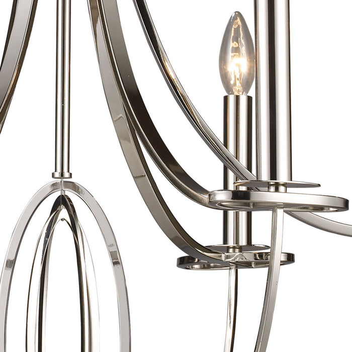 Six Light Chandelier from the Dione collection in Polished Nickel finish