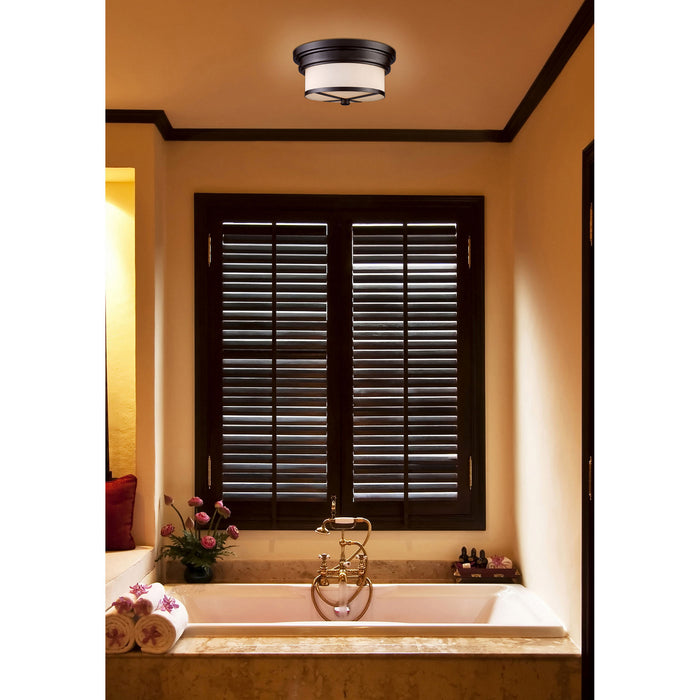 Two Light Flush Mount from the Flushmounts collection in Oiled Bronze finish