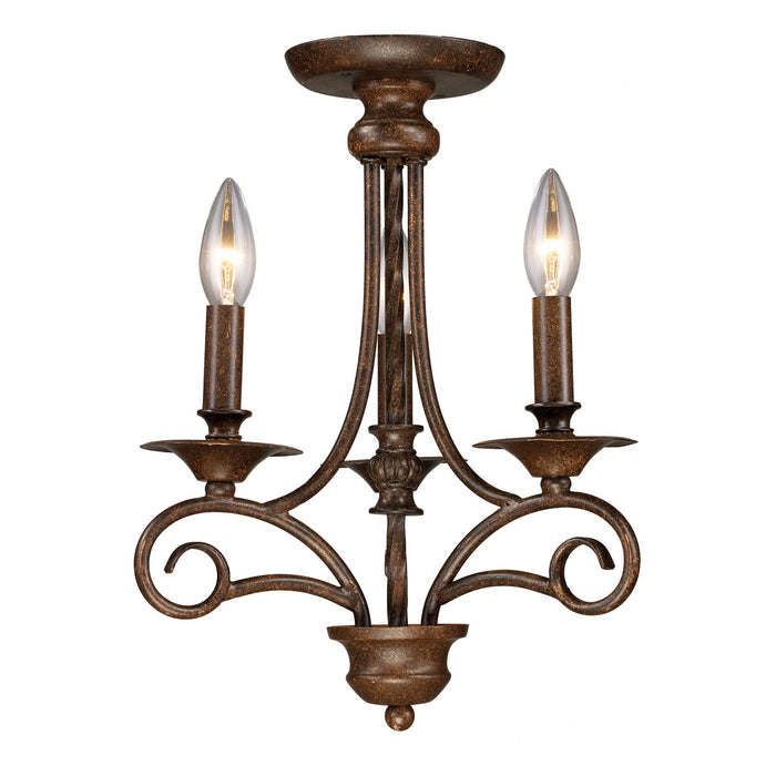 Three Light Chandelier from the Gloucester collection in Weathered Bronze finish