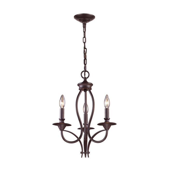 Three Light Chandelier from the Medford collection in Oiled Bronze finish