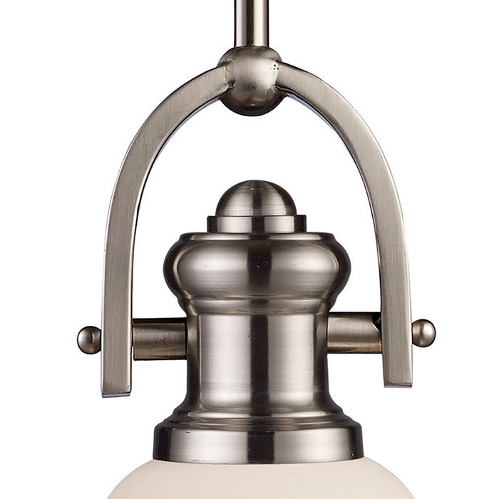 One Light Mini Pendant from the Brooksdale collection in Satin Nickel finish