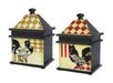 ELK Home - 51-9267 - Box - Harlequin Rooster - Rooster Motif, Harlequin Checks, Brown, Harlequin Checks, Brown